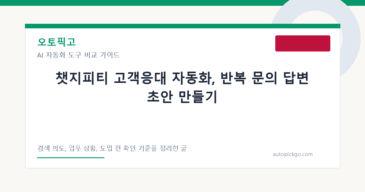 챗지피티 고객응대 자동화, 반복 문의 답변 초안 만들기 대표 이미지