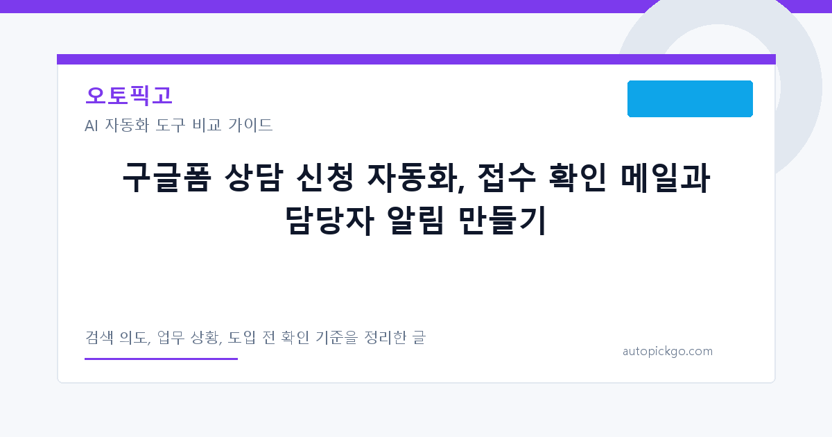 구글폼 상담 신청 자동화, 접수 확인 메일과 담당자 알림 만들기 대표 이미지