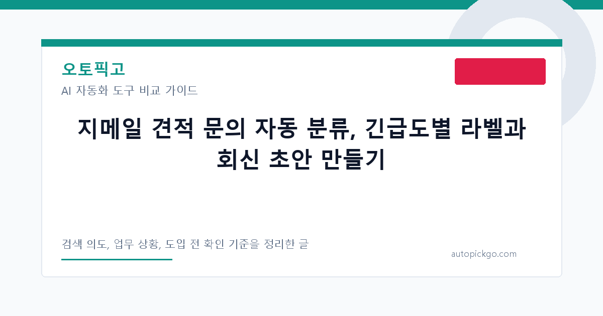 지메일 견적 문의 자동 분류, 긴급도별 라벨과 회신 초안 만들기 대표 이미지