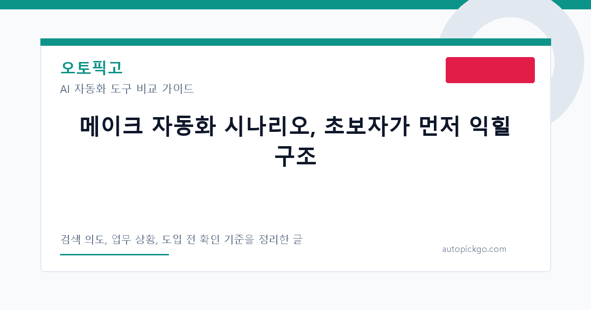 메이크 자동화 시나리오, 초보자가 먼저 익힐 구조 대표 이미지