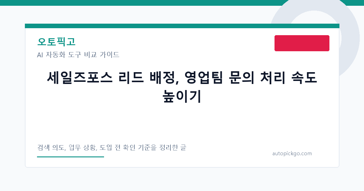 세일즈포스 리드 배정, 영업팀 문의 처리 속도 높이기 대표 이미지