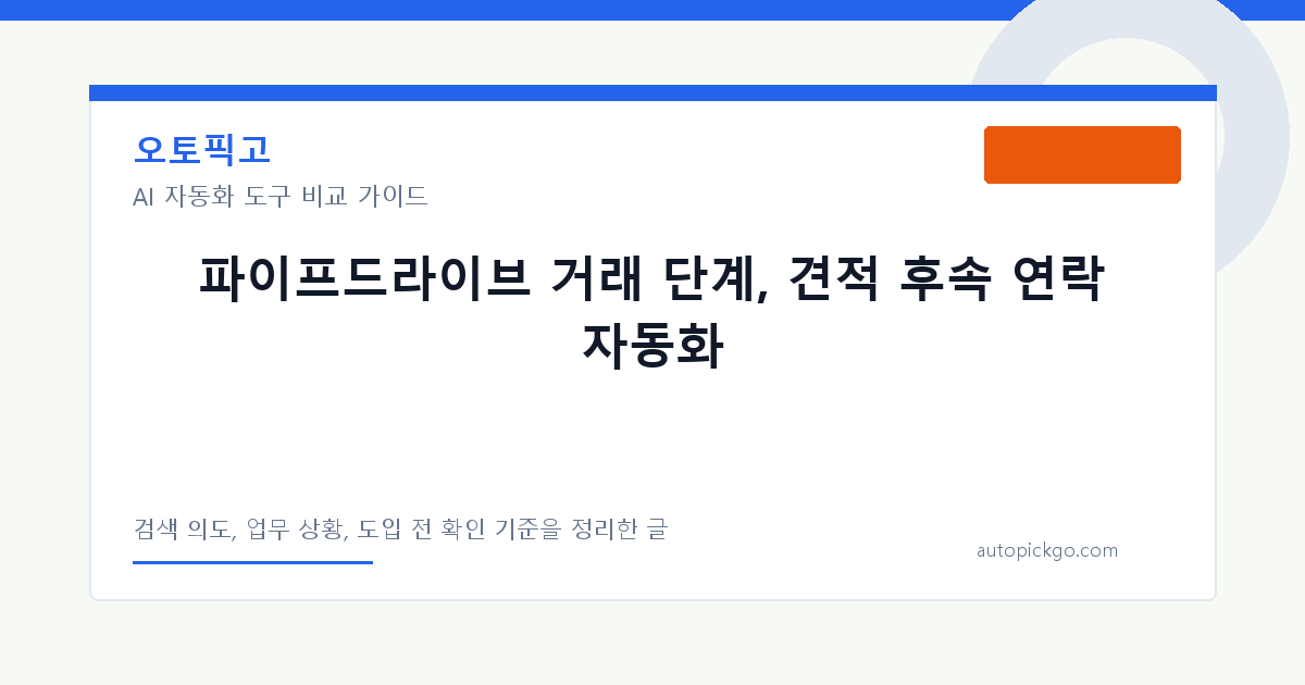 파이프드라이브 거래 단계, 견적 후속 연락 자동화 대표 이미지