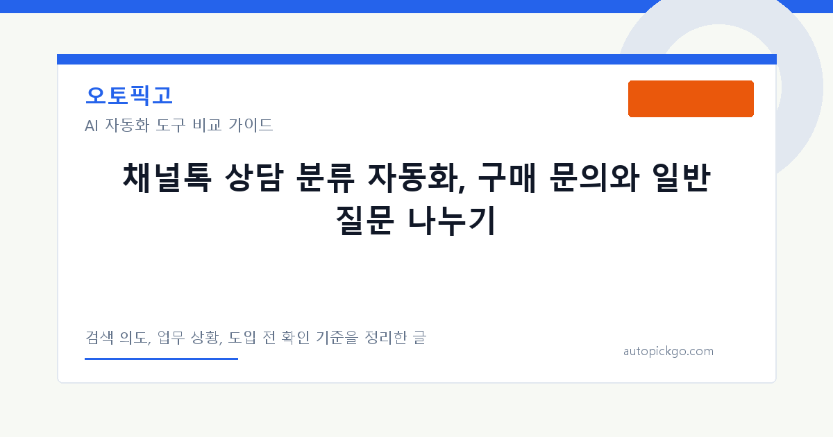 채널톡 상담 분류 자동화, 구매 문의와 일반 질문 나누기 대표 이미지