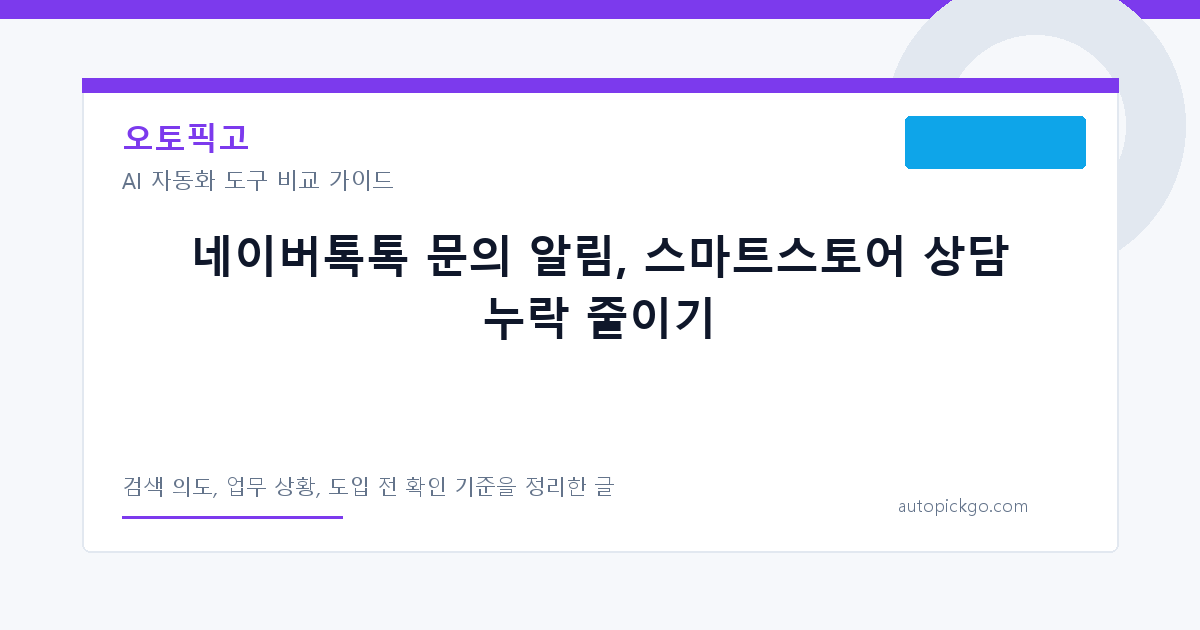 네이버톡톡 문의 알림, 스마트스토어 상담 누락 줄이기 대표 이미지